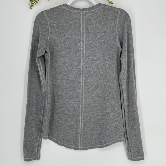 Lululemon Karma Long Sleeve Shirt Heathered Gray Thumbholes Crew Neck No Size - Picture 3 of 7